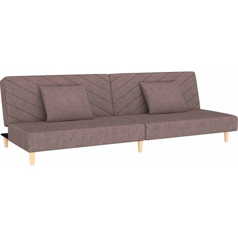 Canapé-lit，Canapé convertible à 2 places avec deux oreillers taupe tissu CFW14198 (1/5)