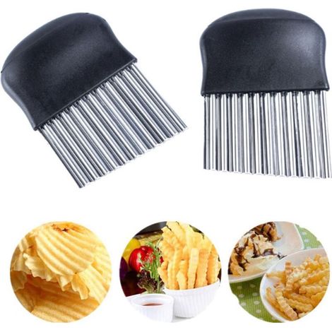 2 PC Frites Ondemètre, acier Inoxydable Kartoffelschneider, Pommesschneider Frites Schneider Pomme de terre Wellenschneider, de Fruits, de Légumes, de la Salade Schneider Outil