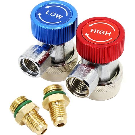 Adaptateur de raccord rapide R134a, réglable (haute et basse pression) avec embout mâle évasé (flare) de 1/4" (1/5)