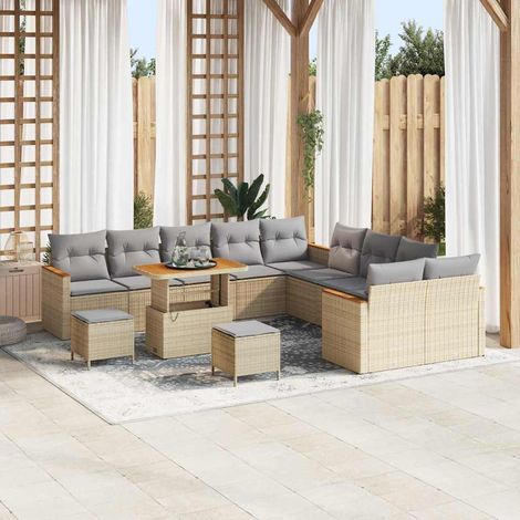 Gartensofa-set 13 pcs Beige Poly-Rattan (1/5)