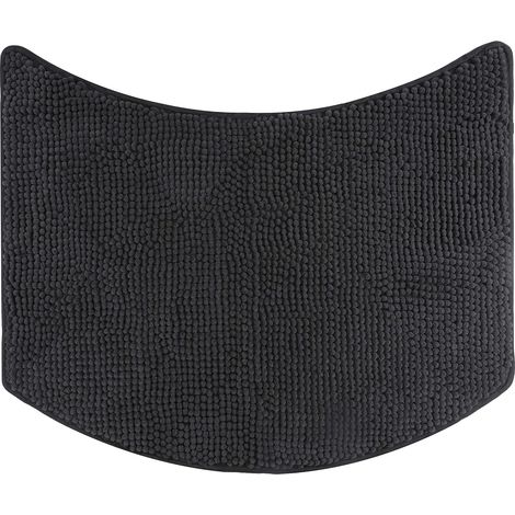 1 Tapis De Bain Chenille Rond Rayon 55 Cm Anthracite Sol Chauffant Salle De Bain