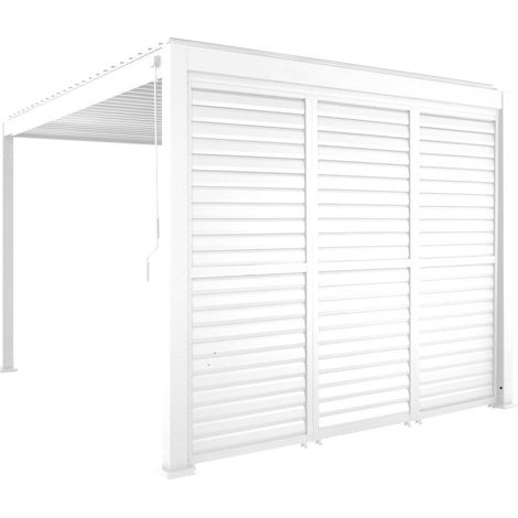 sweeek - Pergola mit Lamellendach Triomphe 3x4m + 3 Lamellenwände 100 cm