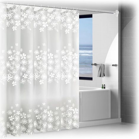 Rideau de Douche 150x180 Anti Moisissure, Lavable Avec 10 Anneaux, Pour la Maison, l'Hôtel, la Salle de Bain (1/5)