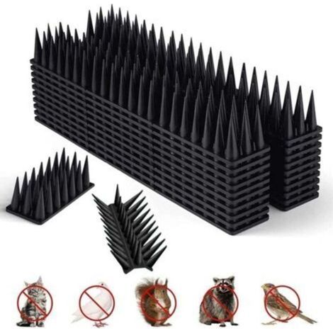 Pincho disuasorio de plástico para palomas, aves y gatos para ventanas, repelente para ahuyentar palomas, cuervos y gorriones en balcones, vallas y jardines (negro). (1/4)