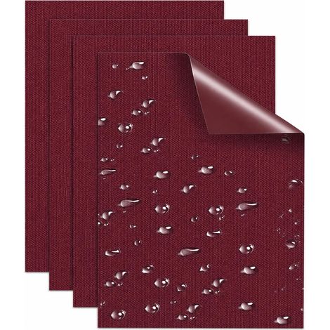 Lot de 4 patchs autocollants pour tissu et tente - 15 x 20 cm - Imperméables - Pour canapé, auvent, tonnelle de jardin, tente en coton, siège de voiture, bordeaux (1/5)