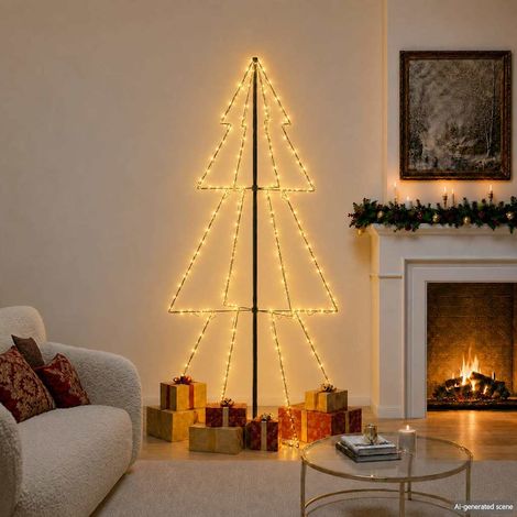 vidaXL Árbol de Navidad 300 luces LED interior y exterior 120x220 cm (1/5)