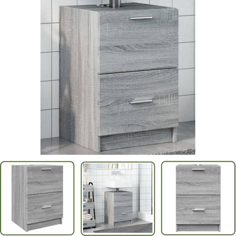 The Living Store Waschbeckenunterschrank Grau Sonoma 40x37x59 cm Holzwerkstoff - Waschtischunterschrank - Badezimmermöbel - Badschränkchen - Holzwerkstoff - Grau Sonoma (1/5)