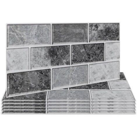 QORVA-Lot de 12 autocollants pour carrelage blanc cassé (30 x 15 cm) pour salle de bain et cuisine, crédence de cuisine, carrelage mural imperméable