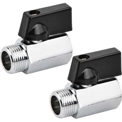 2 Pièces Mini Vanne Arret, Robinets à Boisseau Sphérique, 3/8" en Laiton, Mini Robinet à Boisseau Sphérique, pour Réservoirs, Vanne Externe (1/5)