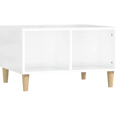Mesa de centro madera contrachapada blanco brillo 60x50x36,5 cm vidaXL (1/6)