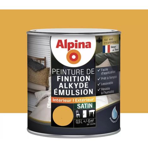 Peinture de finition pour boiseries intérieur-extérieur ALPINA Alkyde Emulsion Satin Miel 2,5 L (1/3)