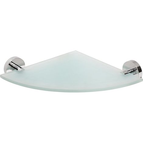 Tablette d'angle en verre X-ROUND E 235x255mm, chromée