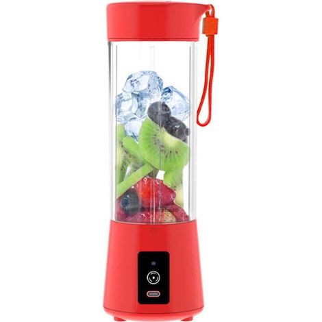 (Rouge) Extracteur de jus multifonctionnel, mini extracteur de jus électrique sans fil, petit format. (1/3)