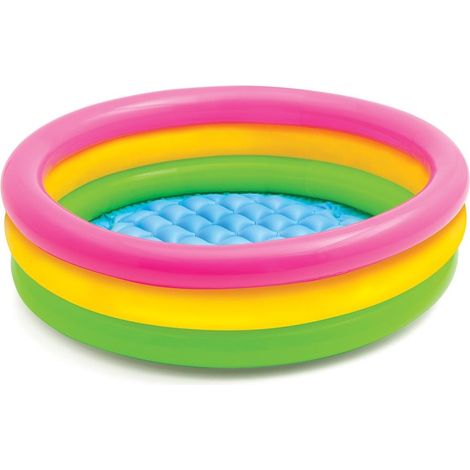 60cm/90cm/120cm Piscine pour bébé, 3 couleurs arc-en-ciel, ronde, PVC gonflable, petite piscine pour enfants, pompe incluse (1/5)