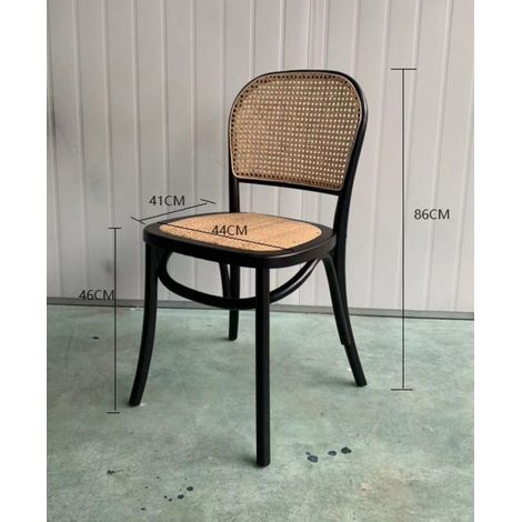 Amadeus - Chaise de salle à manger en orme noir et cannage Mésange