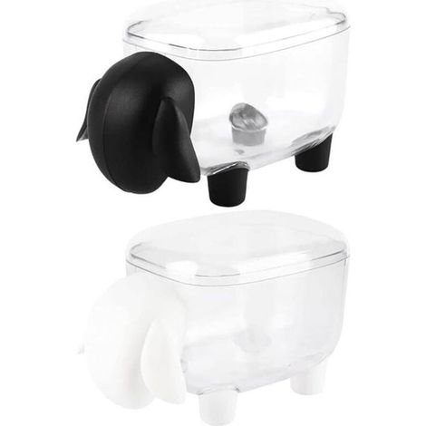 2 Pices Bote Coton Tige Distributeur de Coton Bote Rangement pour Cotons en Forme de Mouton Transparent avec Couvercle Odipie