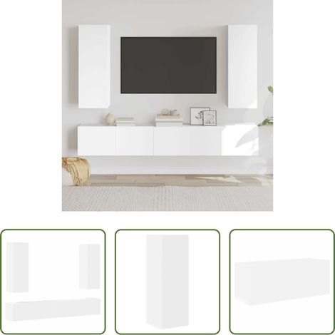Meuble TV classique - Ensemble de meubles TV 5 pcs Blanc Bois d'ingénierie (1/5)