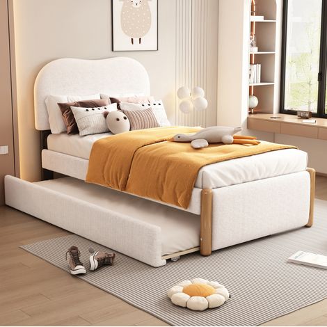 Bett 90x200 Bettgestell ausziehbar Rollbett Weiß OKMYHOME (1/5)