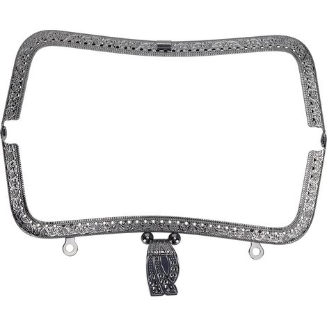 DIY-Metalltaschenrahmen 20 cm, Retro-Kussverschluss, geprägter Griff, Hardware-Zubehör, Gunmetal Schwarz B01-027—00479 (1/5)