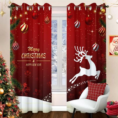 Tende Oscuranti Natalizie Renne Rosse 140 x 225 cm 2 pz (1/5)