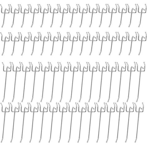 60 Pièces Panneau Perforé Crochets Muraux Métal, Métal Crochets Panneaux Perforés, Crochet pour Panneau Perforé, pour Panneau D'affichage, Étagères de Supermarchés, Quincailleries (5/10 cm)—— (1/4)