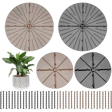 Lot De 4 Grandes Grilles De Protection pour Pots De Fleurs, 52 cm Et 30 cm Découpables, Protection Des Plantes, Chats Et Enfants, Cache-Fleurs D'intérieur Et Extérieur, Avec Supports (1/5)