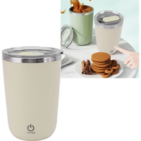 Elektrischer USB-Kaffeebecher, absolut auslaufsicher, 350 ml, wiederaufladbar und automatisch – Hellgelb (1/5)