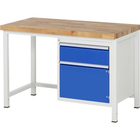 Rau Werkbank höhenverstellbar 8152A1, B1250xT700xH840-1040mm, 1x Schublade-TA, 1x Tür (1/5)