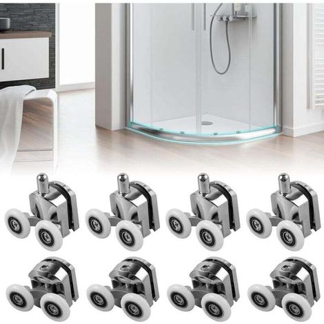 Ineasicer Lot de 8 Rouleau de Porte de Douche, 23 mm Roulettes Doubles pour Porte de Douche, pour le Bricolage en Verre de 4 à 6 mm, Roulette Porte Coulissante Douche pour Cabine de Douche (1/4)