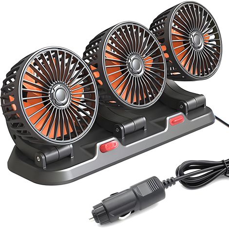 Ventilador de coche de tres velocidades (se alimenta con el encendedor del coche, color naranja, 1 unidad) (1/5)