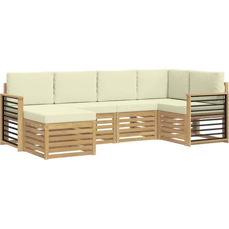 Ensemble de canapés d'extérieur 6 pc Blanc et crème Polyester vidaXL