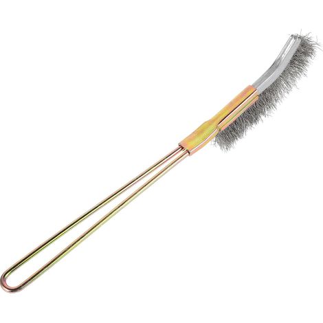 Brosse Métallique en Acier Inoxydable Manche Long Argenté, Nettoyage pour Poêle et Camping-car, Entretien Extérieur et Domestique Polyvalent (1/5)