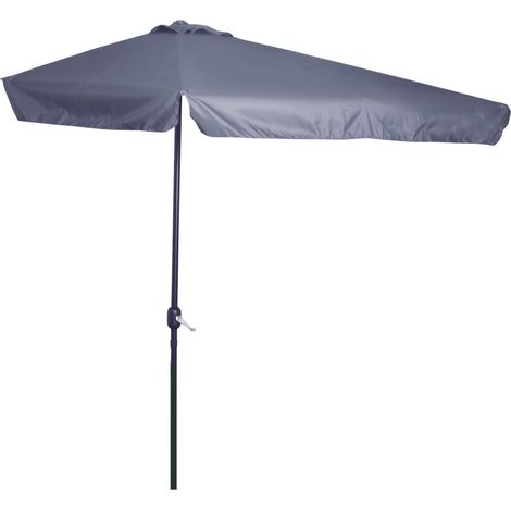 Demi parasol - parasol de balcon 5 entretoises métal 2,3 x 1,3 x 2,49 m polyester haute densité gris