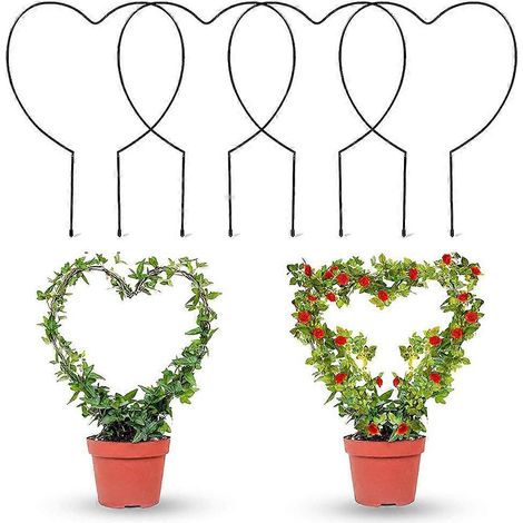 Tuteur en métal pour plantes grimpantes, support en forme de cœur, treillis décoratif pour fleurs et plantes d'intérieur/extérieur.