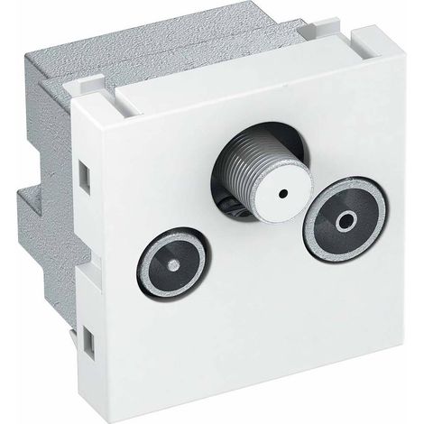 OBO Bettermann Prise d'antenne Prise intermédiaire, Radio - TV - SAT 45x45mm polycarbonate blanc pur RAL 9010, 6105282 (1/2)