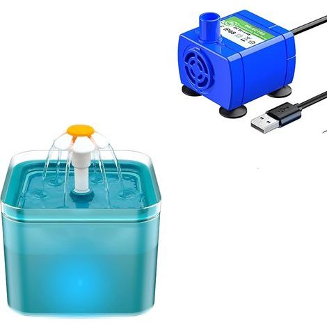 Fontaine à Eau Chat 2L Silencieuse - Filtre Charbon + LED - 3 Modes Débit - Anti-Calgue - Cadeau Pour Chien/Chat (Sans Bruit Nuit) (1/5)