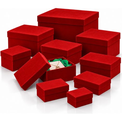 Set 10 Scatole di Natale Velluto Rosso Scuro da 37.5-19cm Decorazione Natalizia (1/5)