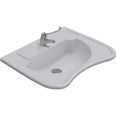 Lavabo Ausilia sospeso/appoggio ergonomico 67x54,5 in ceramica (1/4)