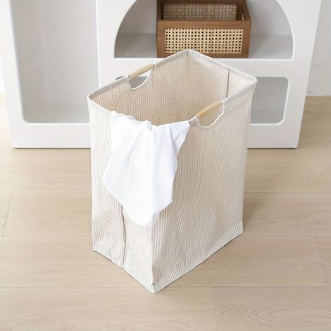 [JAMAIS UTILISÉ] 1 panier de rangement grande capacité avec poignée, panier de rangement pliable, sac de rangement pour ranger vêtements et jouets, 402753CM, beige (1/4)