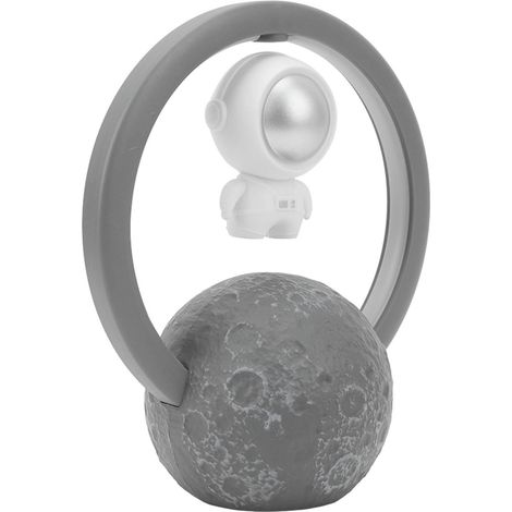 Enceinte flottante magnétique suspendue en forme d'astronaute avec lumière RGB, enceinte audio sans fil Bluetooth argentée (1/5)