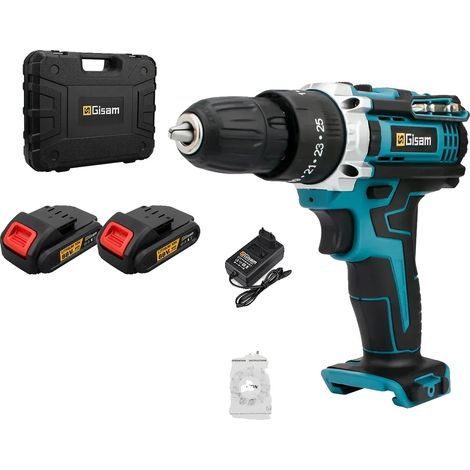 Akkuschrauber, 28 Nm Drehmoment, LED-Arbeitsleuchte, blauer Kunststoffkoffer (1/2)