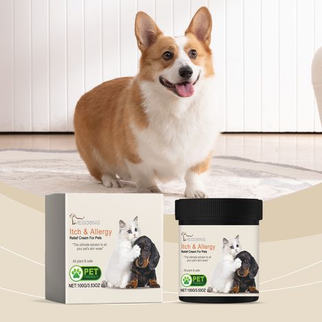 Crème de soin pour animaux de compagnie qui apaise et soulage en douceur les irritations cutanées des chats et des chiens, tout en prenant soin de leur peau et en la réparant. – 100 g (1/5)