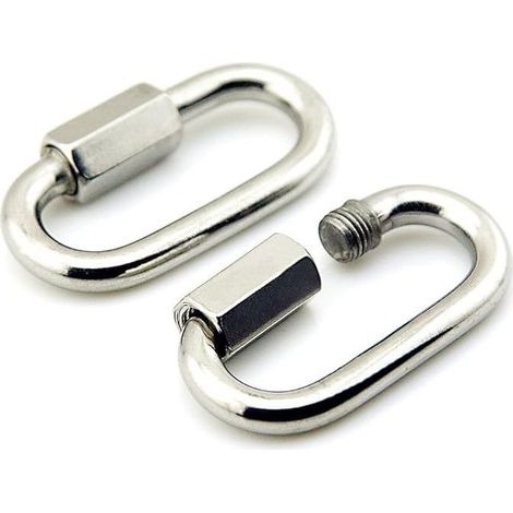2-Pack M8 en Acier Inoxydable D Forme Mousqueton Quick Link Keychain Buckle (1/5)