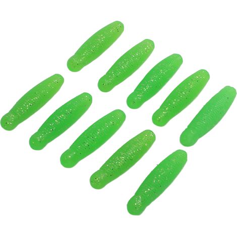 Lot de 10 leurres souples de pêche en forme de chrysalide d'abeille artificielle, leurres de pomme de terre pour lancers longs, ajout de sel, 6 cm, 8 g, vert (1/5)