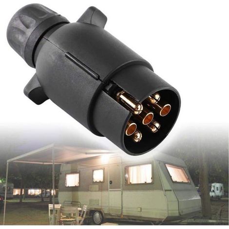 Prise de remorque à 7 broches,prise de remorque électrique 12 V,adaptateur de connecteur de câblage de type N (noir) (1/4)