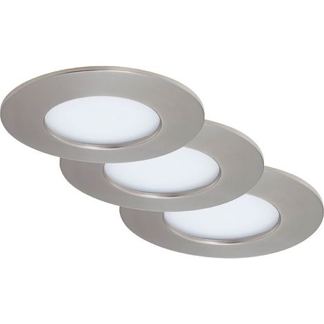 LED Einbauleuchten 3er Set 4,9W silber 4000K Kunststoff Ø8,5cm IP44 Briloner
