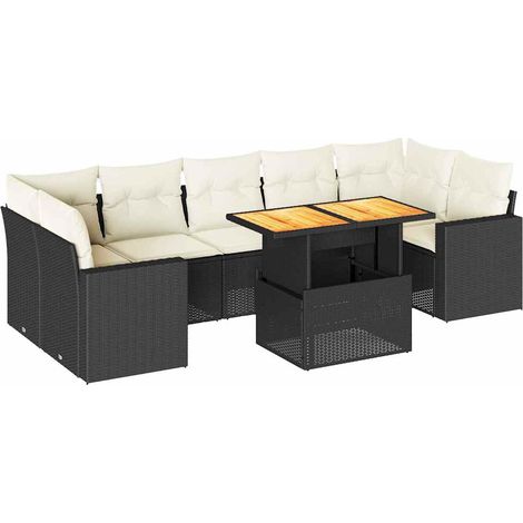 Set Divani da Giardino con Cuscini 8 pz Nero in Polyrattan vidaXL (1/5)