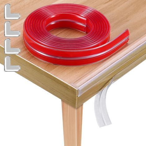 Baby Corner Protectors, 100% Silicone, 2M/6.6ft Pre-Adhesive Transparent Table Corner Strip with 4 Pieces, Baby Corner Protectors for Furniture, Baby Safety and (1/5)