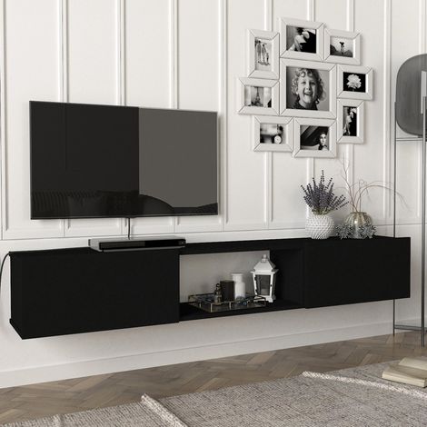 Fernsehschrank Paltamo 180x31x29,5cm Schwarz [en.casa]