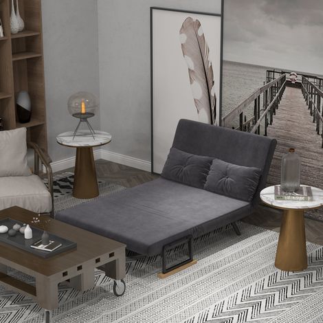 2-Sitzer-Schlafsofa mit 5-fach verstellbarer Rückenlehne und 2 gepolsterten Kissen für Wohnzimmer und Gästezimmer